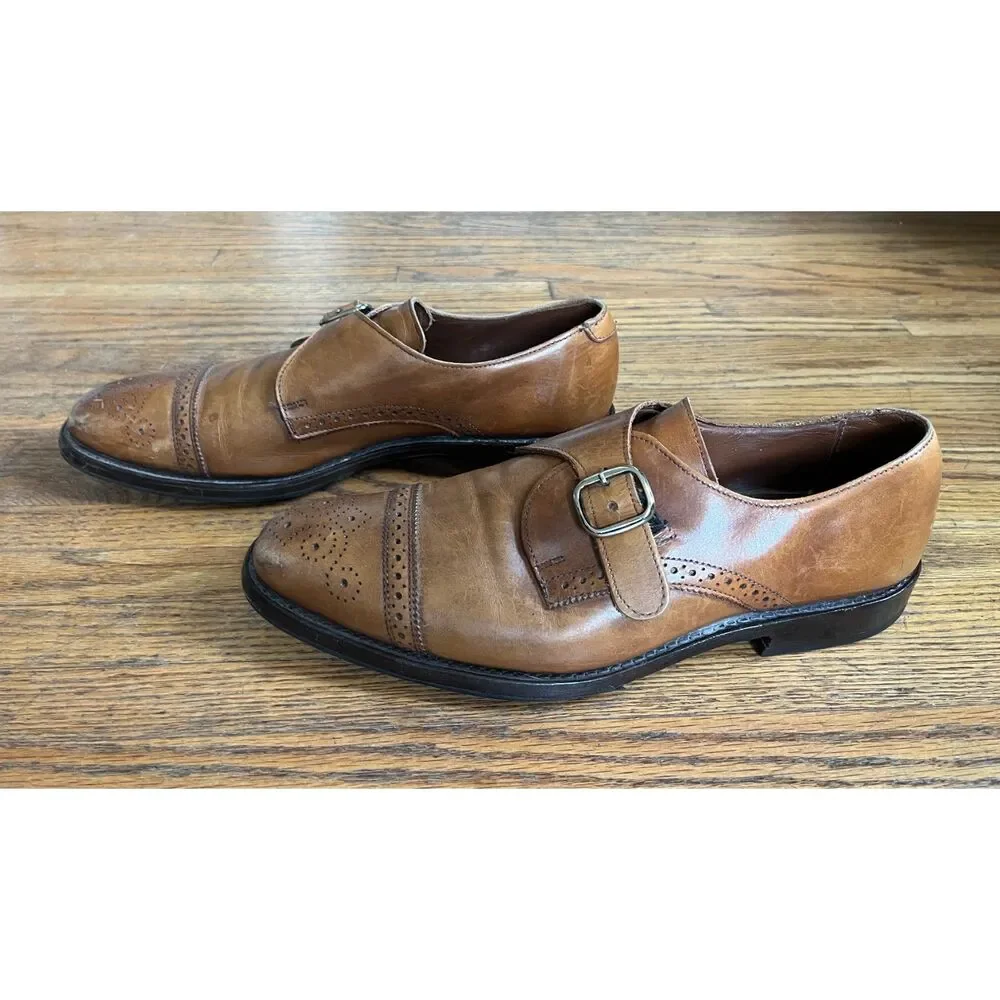 Allen Edmonds Tan Leather Monk Strap Dress Shoes  Mens Size Uk 9.5 US 10.5